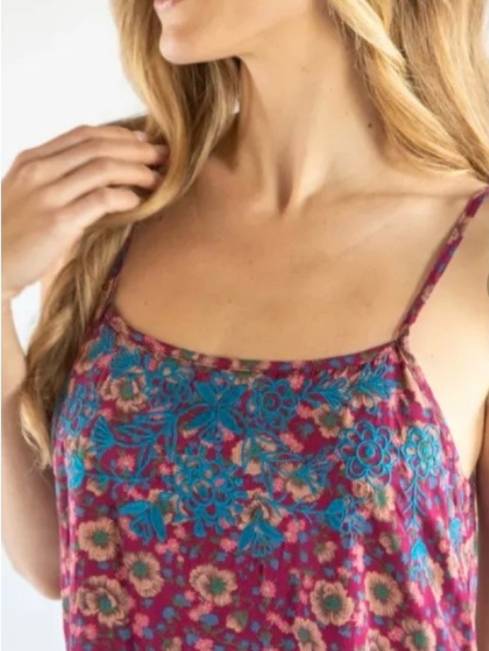 NATURAL LIFE Sara Embroidered Mini Dress, Cranberry, Size Medium - Picture 5 of 12